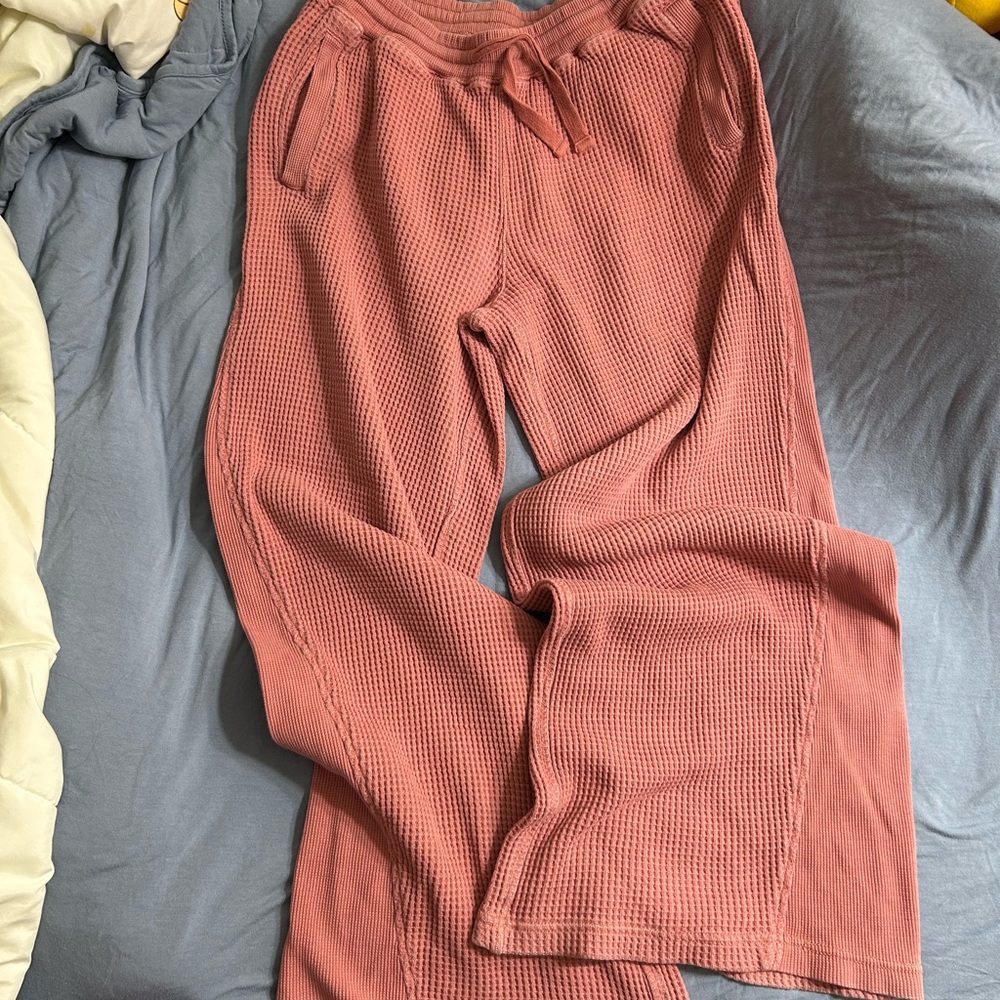 Cozy Pink Waffle Knit Lounge Pants
